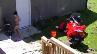 Inked Brunette Its Cleo Masturbates In Front Of Her Peeping Neighbor!