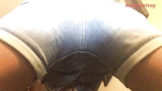 jean shorts strip tease twerking get horny playing with pussy