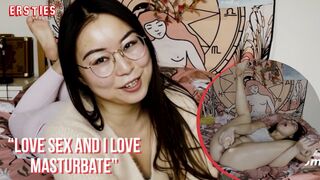 Ersties - Cute Babe From China Rubs Her Shaved Pussy Before Grabbing a Dildo