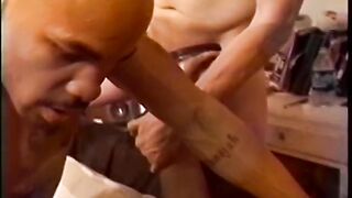 Ebony tranny gets her ass destroyed by more black and one white guy with big dicks