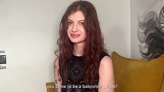 18yo babysitter was late for work, for which she was fucked in a tight pussy