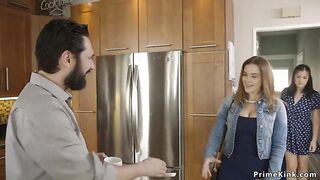 Dude anal fucks busty step sisters