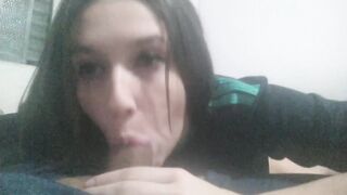 Sucking friend's thick cock