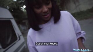 Public Agent Ebony babe with a great pair of tits fucks a guy in a public place