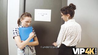 VIP4K. Strict lady boss can't resist spectacular lesbians 3some in the office