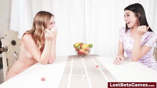 A friendly game of strip dice with gorgeous hot lesbians