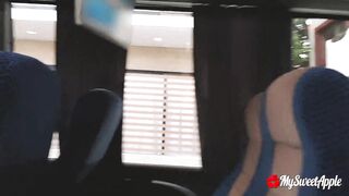 Risky Blowjob on a Public Bus - She swallows all my cum