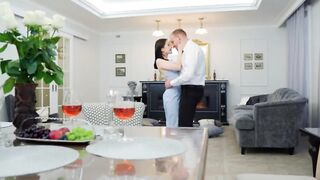 Hottie Brunette Fucks and gets Creampie on First Date&period; Full in Sheer