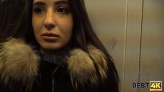 DEBT4k. Monica Wet isn't able to hide from collector and has to satisfy him
