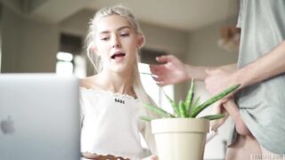 I got creampied in my tight young pussy during a zoom class - Eva Elfie