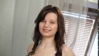 Naked Innocent Cutie Solana Pleases Her Young Pink Cunt On The Table!