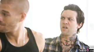 Stepbrothers DP fuck their new dumb MILF stepmom
