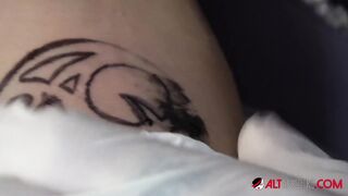 Big tit babe Mara Martinez gets tattooed then fucked