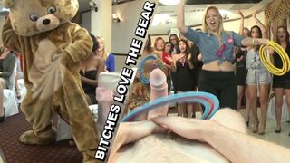 DANCINGBEAR - Bachelorette Whore And Her Besties Lined Up For Buffet Of Male Stripper Sausage #CFNM
