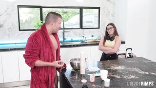 Stepdad Needs to Clone His Dick So his Big Boob Stepdaughter Helps Him