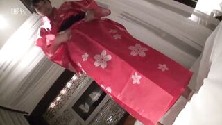 Red yukata dyed white with breast milk 1