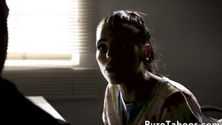 Young wife facialized in front of her husband