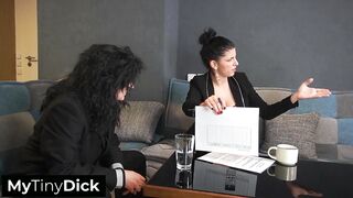 Boss interviews tiny dick future employee together with her assistant