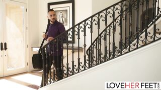 After worshiping Madison's feet, Milan takes out his throbbing cock. Seeing his hard erection, the brunette babe is beyond de
