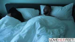 After worshiping Madison's feet, Milan takes out his throbbing cock. Seeing his hard erection, the brunette babe is beyond de