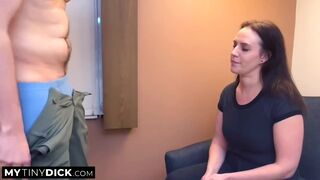 Jerking off her last job applicant results in the smallest dick she ever seen