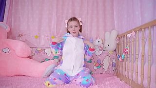 COZY ANAL: a baby in pajamas plays with her hole :3
