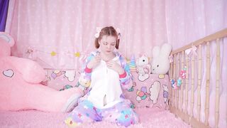 COZY ANAL: a baby in pajamas plays with her hole :3