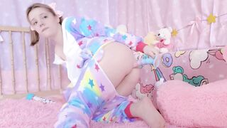 COZY ANAL: a baby in pajamas plays with her hole :3