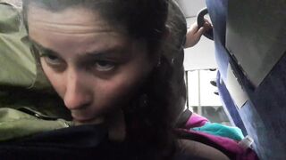 Exhibitionist seduces Milf to Suck & Jerk his Dick in Bus