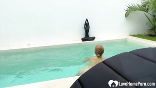 Babe from the pool was impressed by my dick and wanted to get fucked.
