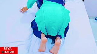 Seeing step sister's blue salwar, step brother was tempted, after that step sister opened the salwar and showed her fair ass.