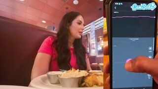 Cumming In Public With Big Dildo At Lunch! Public Female Loud Orgasm Interactive Toy