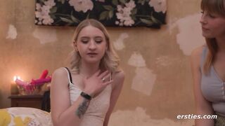 Ersties - 3 Girls Pamper Hot Blonde With a Strapon