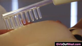 Girls Out West - Lovely hairy girls lick each other