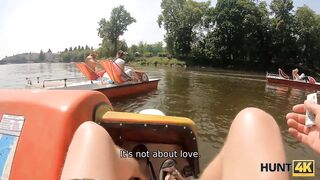 HUNT4K Curvy chick with juicy tits has sex with stranger in front of BF