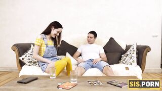 SISPORN. Smart boy tricks svelte stepsis into affair in the living room