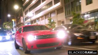 BLACKEDRAW Dark-haired hottie takes on two huge BBCs