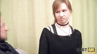 Debt4k. Alice Klay gets fucked by stranger because she took out a loan for