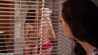 Corrupt Nurse Diamond Foxxx Toys Her Cute Intern With A Dildo During Work