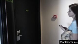 Sexy brunette cheating her lover with a cute redhead