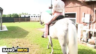 BANGBROS - Rachel Starr Rides That Horse Almost As Good As She Rides Cock