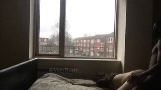 Slut Fucking BBC by the window for everyone to see
