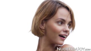Cute sensual babe Ariel A slow motion outdoor teasing