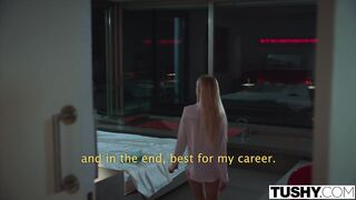 TUSHY Model has a crush on her manager and uses a butt plug to get his atte