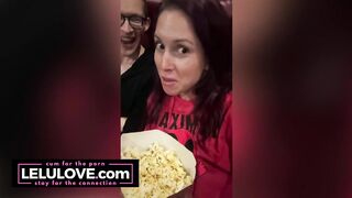 Big boobs babe chatting behind porn scenes b4 improv stage performance, watching Deadpool movie, getting sweaty - Lelu Love