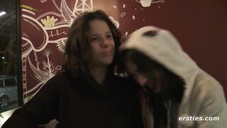 Ersties - Agave and Magena finger their hairy pussies in locker room