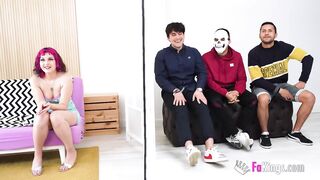 Amateur redhead Mei was desperate for having a BLIND DATE with us!