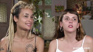 Ersties - Becky and Rink from South America lick their shaved pussies