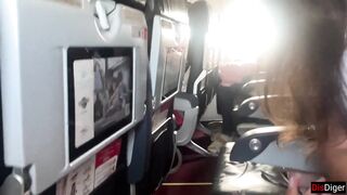 Risky public blowjob on a plane - we got caught!