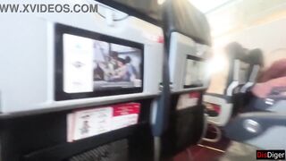 Risky public blowjob on a plane - we got caught!